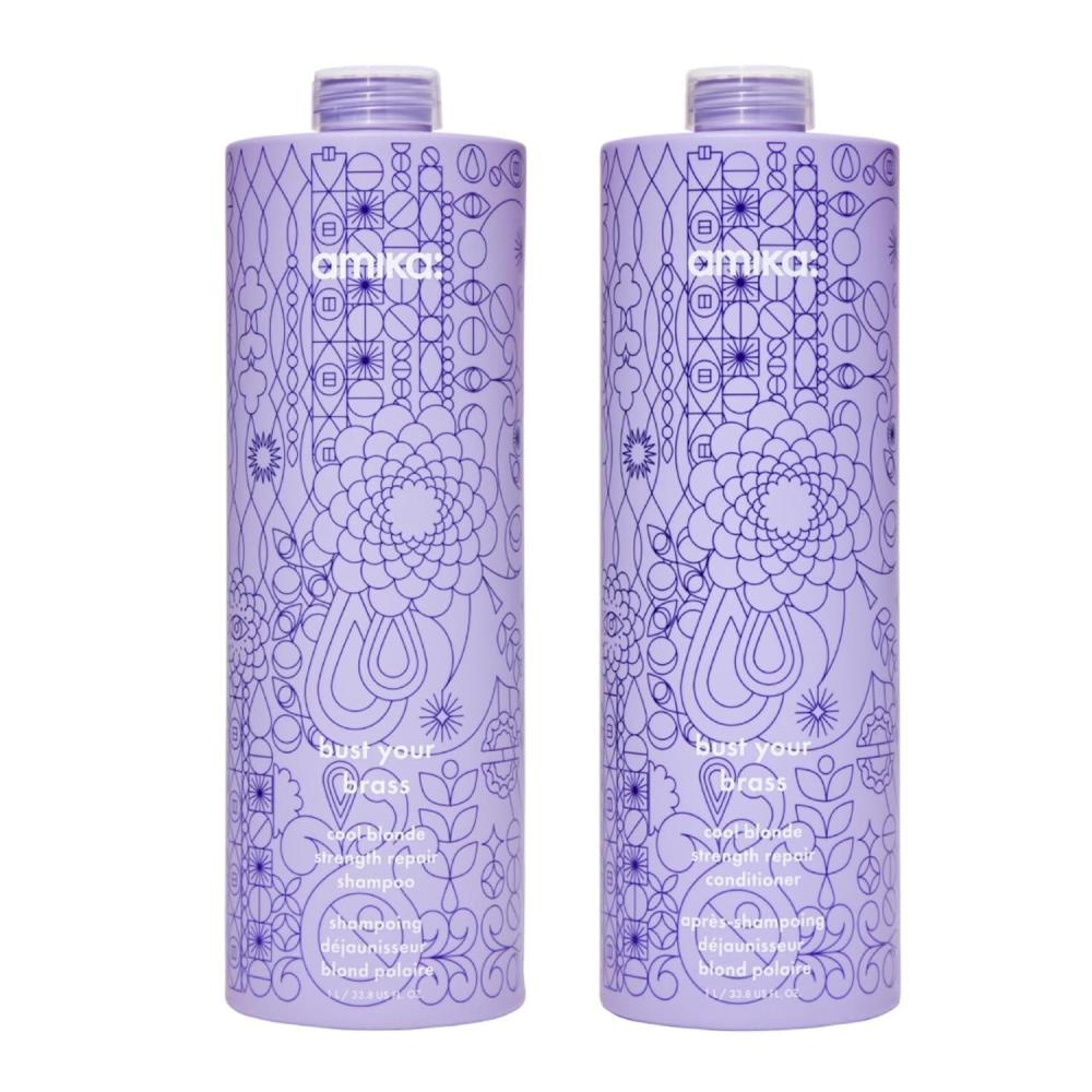 imageAmika bust your brass cool blonde strength repair shampoo conditioner liter bundle 1000ml338oz bundle