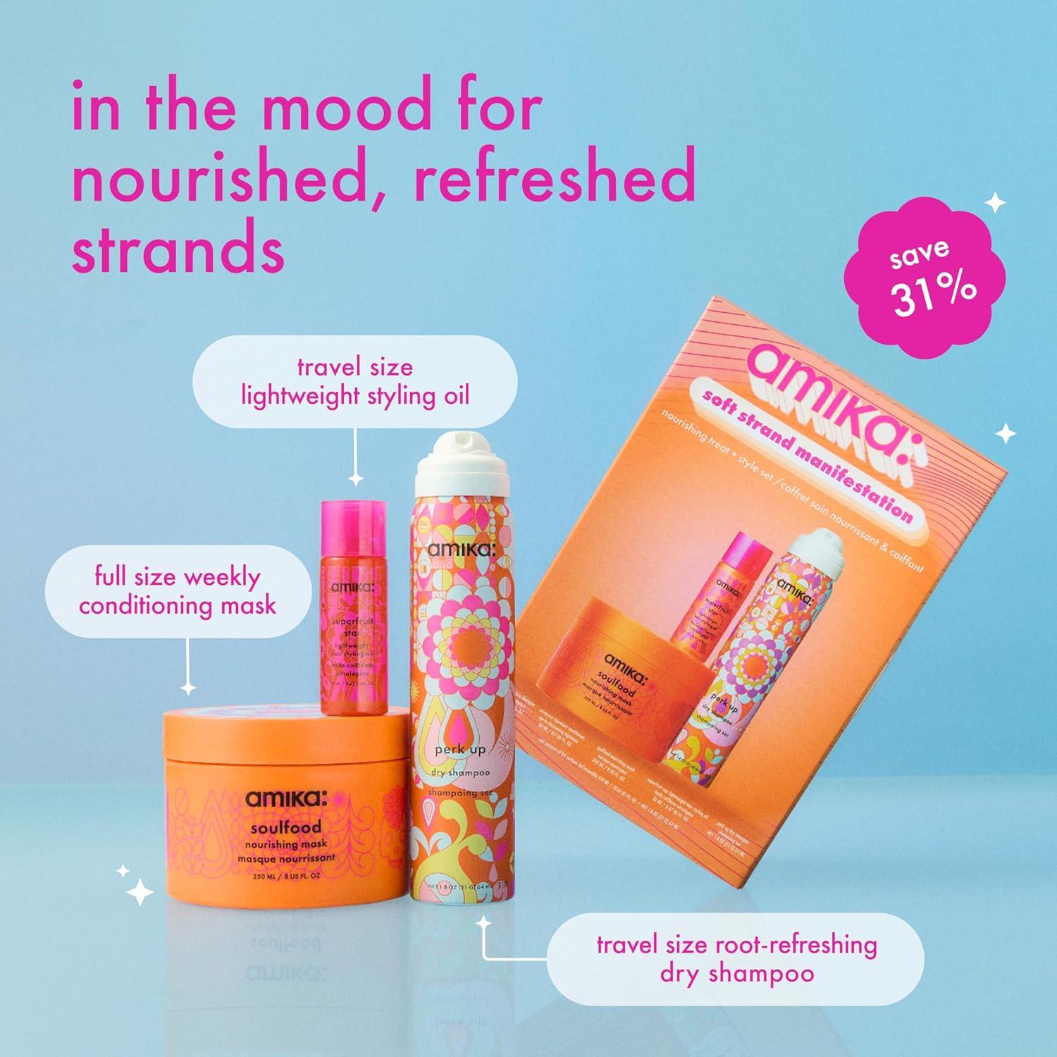 imageamika soft strand manifestation nourishing treat  style set  set for soft hair  for all hair types  full size soulfood travel size perk up  superfruit star