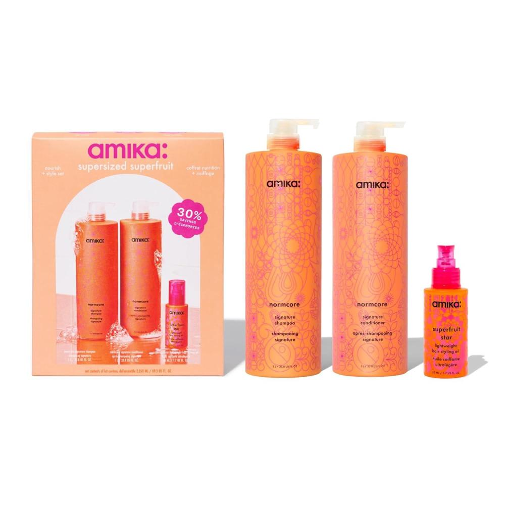 imageamika supersized superfruit nourish style set for finetothick hair types 13c seeking softer and more conditioned hair liter set for soft hair
