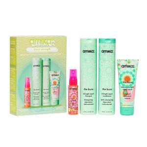 amika inner strength repair routine set | gift set for dry, damaged hair from bleach, color, chemical, or heat use