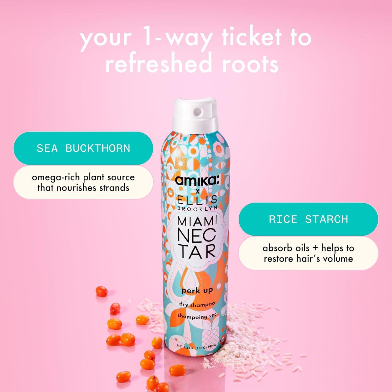 imageamika perk up talcfree dry shampoo refreshes roots with a voluminous oomph between washes no white residue absorbs oil reduces odor for all hair typesmiami nectar
