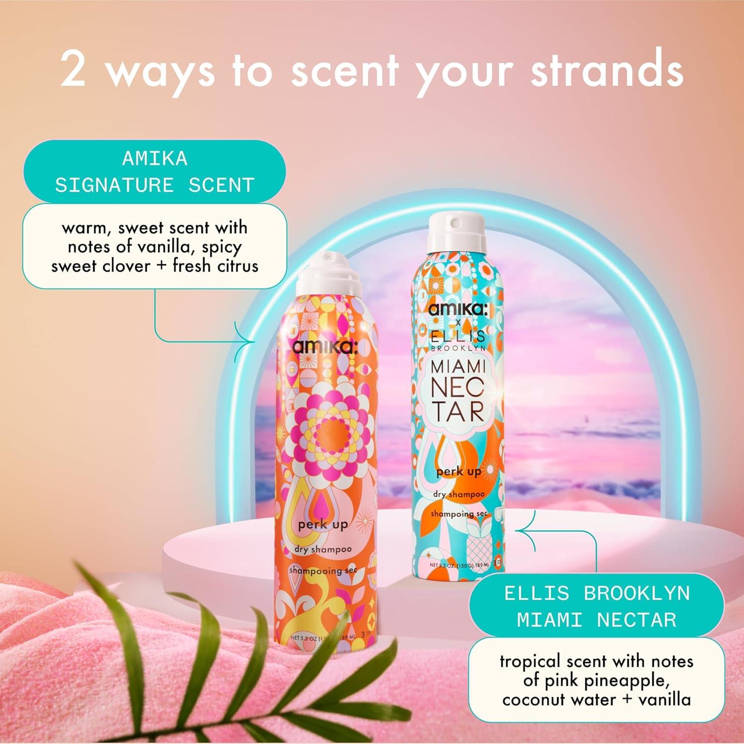 imageamika perk up talcfree dry shampoo refreshes roots with a voluminous oomph between washes no white residue absorbs oil reduces odor for all hair typesmiami nectar