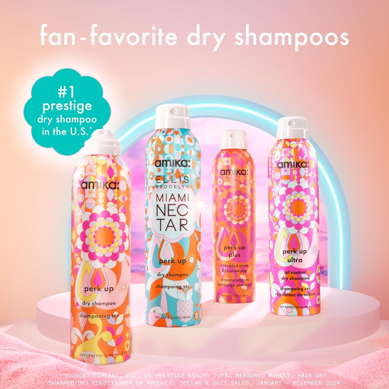 imageamika perk up talcfree dry shampoo refreshes roots with a voluminous oomph between washes no white residue absorbs oil reduces odor for all hair typesmiami nectar