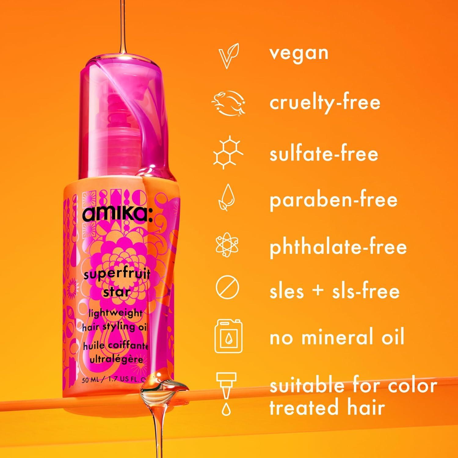 imageamika superfruit star lightweight hair styling heat defense oil heat protection strengthen reduce breakage smooth frizz add glossy shine for all hair types067 Fl Oz Pack of 1