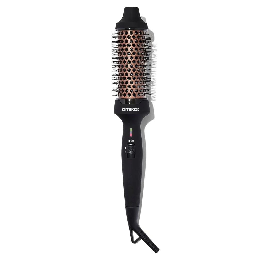 imageamika blowout babe thermal ionic hairbrush ionic ceramic round hot styling brush for smoothing amp volume add shine amp tame frizz barrel 15 styling tool black