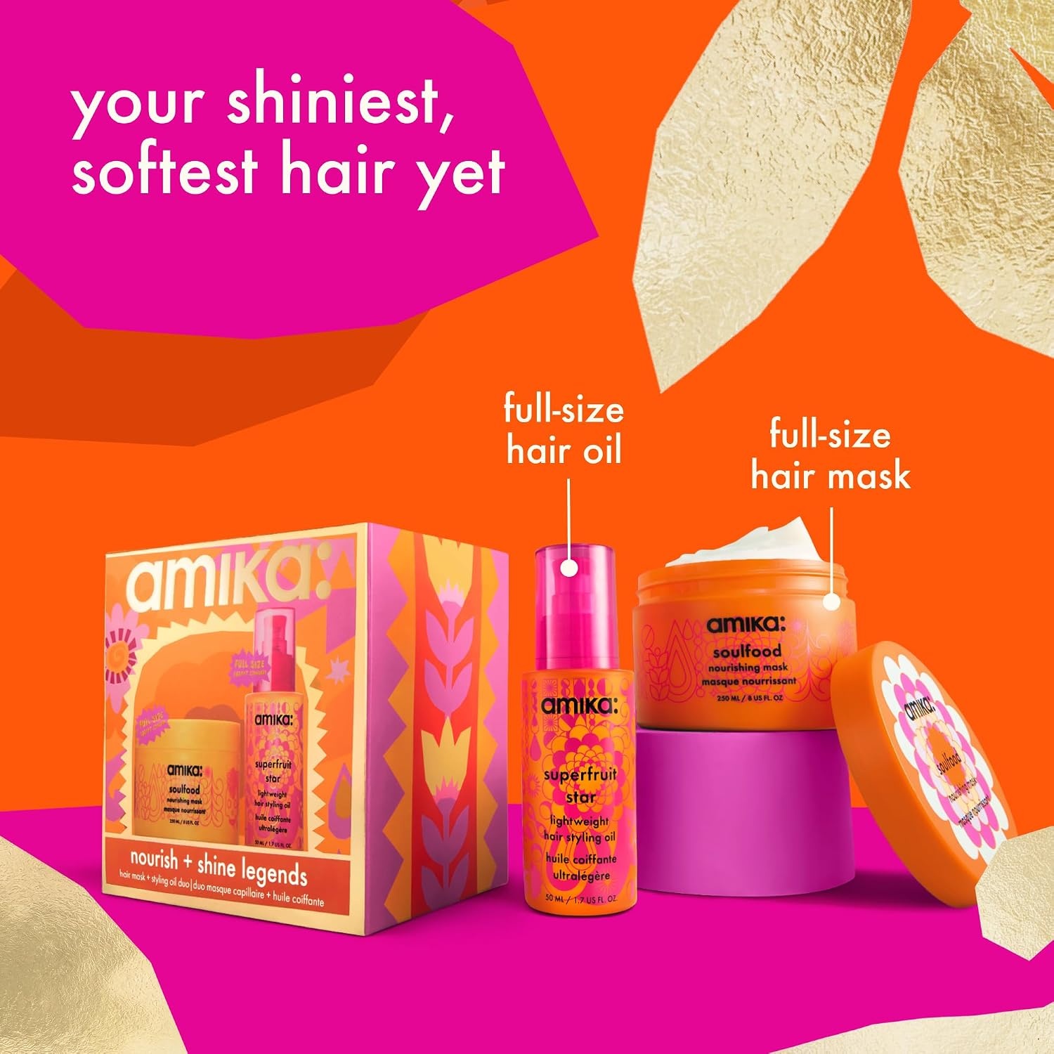 image:imageAmika nourish shine legends mask hair oil gift set