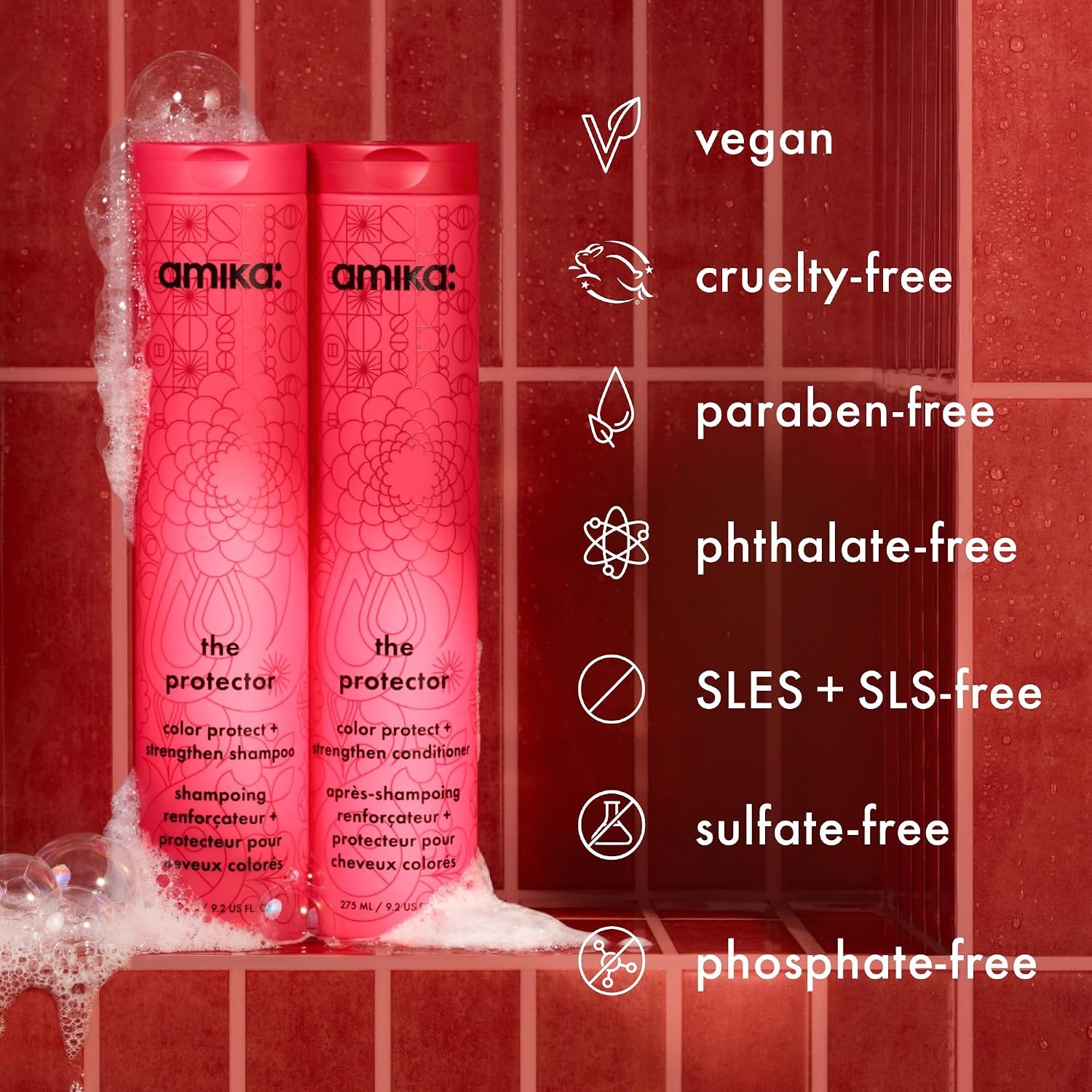 image:imageAmika the protector color protect strengthen shampoo prevent color fade for up to 40 washes deliver 11x stronger hair wont strip or shift your color338 Fl Oz Pack of 1